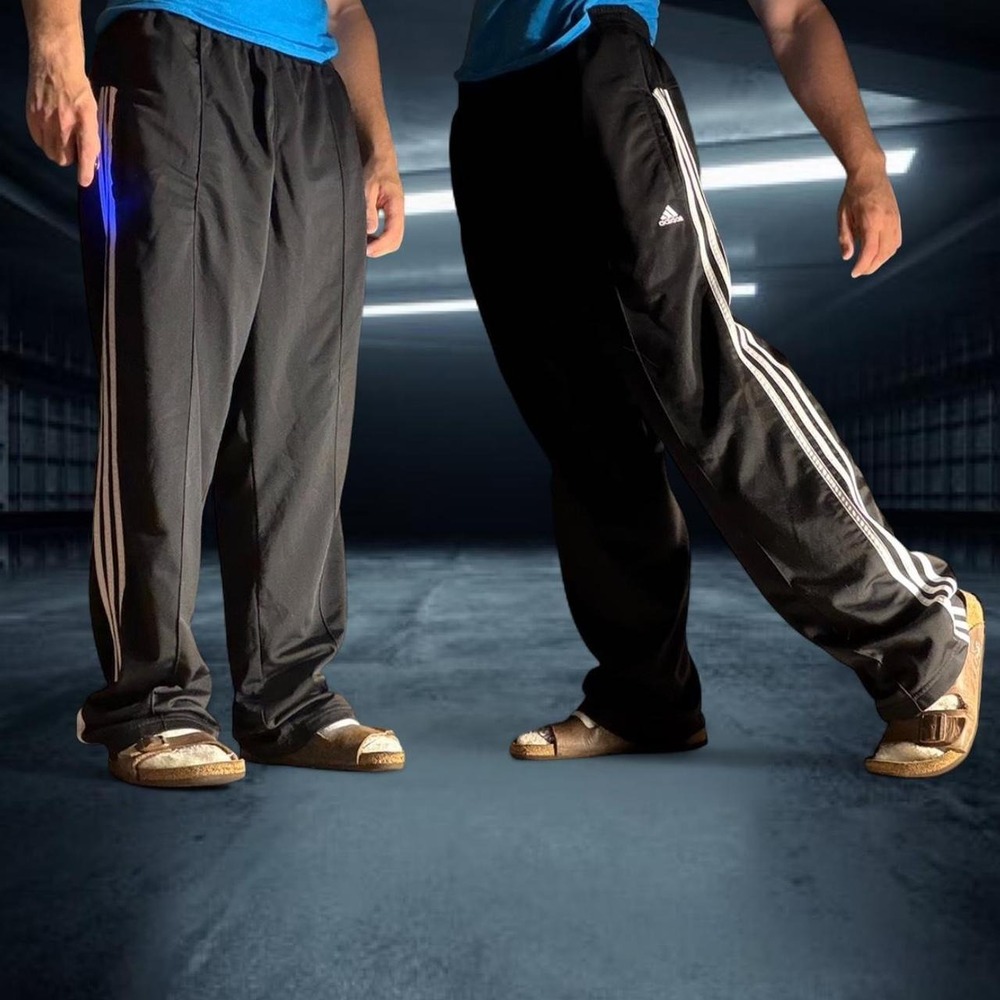 Adidas Black 3-Stripe Track Pants Athletic Soccer Joggers Size L
